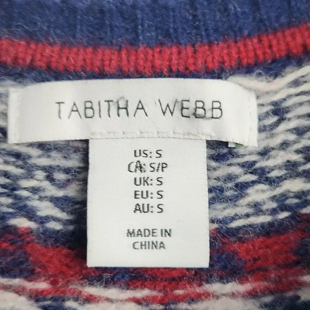 Tabitha Webb Fair Isle Lambswool Jumper Sweater Navy Yoke Womens S Vintage